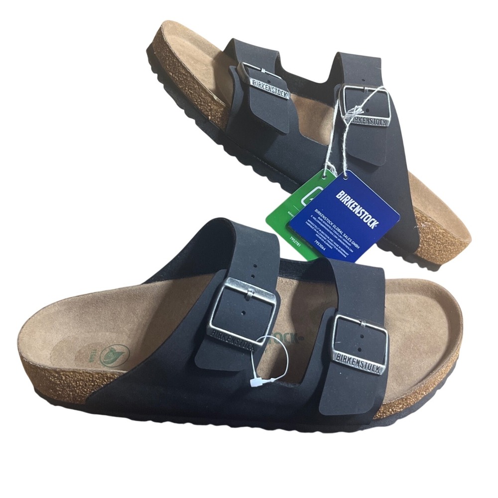 Birkenstock Arizona Vegan Men 43 280 M10 Black NWT Sandals Regular Width